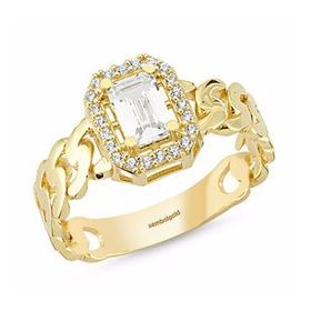 Sembol Gold T9465 0,60 Karat Altın Baget Yüzük Gold Burgu Tasarım Yüzük