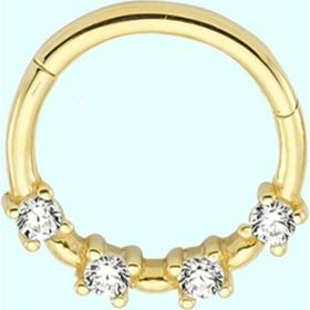 Sembol Gold Taşlı 14 Ayar Altın Halka Piercing