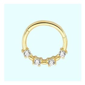 Sembol Gold Taşlı 14 Ayar Altın Halka Piercing
