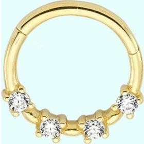 Sembol Gold Taşlı 14 Ayar Altın Halka Piercing