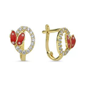 Sembol Gold Uçan Kelebek Pembe Mineli Altın Çocuk Küpesi