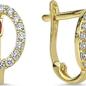 Sembol Gold Uçan Kelebek Pembe Mineli Altın Çocuk Küpesi