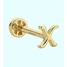 Sembol Gold -X- Harf 14 Ayar Tragus Altın Piercing