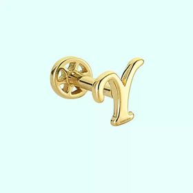 Sembol Gold Y Harf 14 Ayar Tragus Altın Piercing
