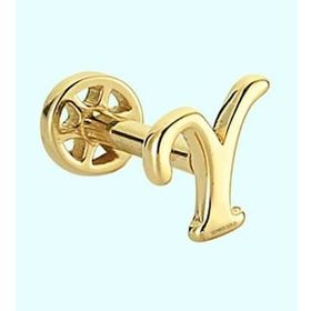 Sembol Gold Y Harf 14 Ayar Tragus Altın Piercing