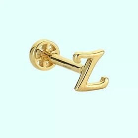 Sembol Gold Z Harf 14 Ayar Tragus Altın Piercing