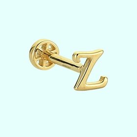 Sembol Gold Z Harf 14 Ayar Tragus Altın Piercing