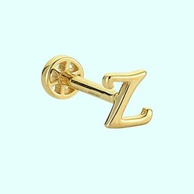 Sembol Gold Z Harf 14 Ayar Tragus Altın Piercing
