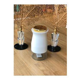 Sembol Silidir 20 Cm Kavanoz White-Gold Kıtchenart