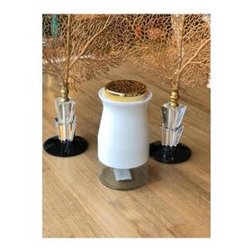 Sembol Silidir 20 Cm Kavanoz White-Gold Kıtchenart