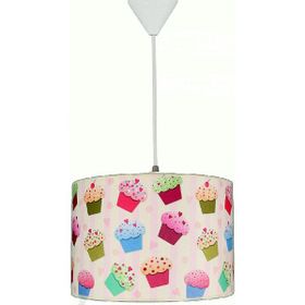 Şenay Aydınlatma Pembe Cupcake Çocuk Odası Silindir Kumaş Sarkıt Avize