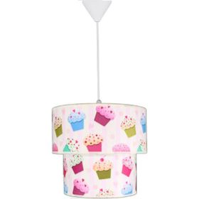 Şenay Aydınlatma Pembe Cupcake Renkli Çocuk Odası İkili Silindir Kumaş Sarkıt Avize