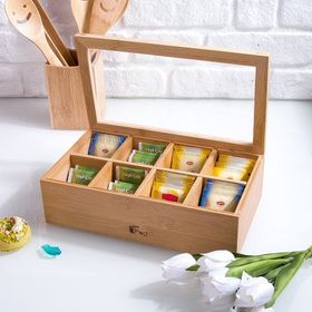 Şener AHS-700157 Bambu 8 Bölmeli Çay Saklama Kutusu