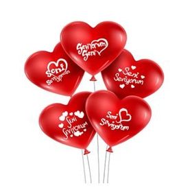 Seni Seviyorum Yazılı 10'lu Kalp Balon