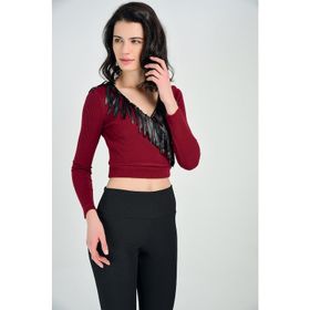 Sense BLZ31022 Bordo Kruvaze Ribana Kadın Bluz