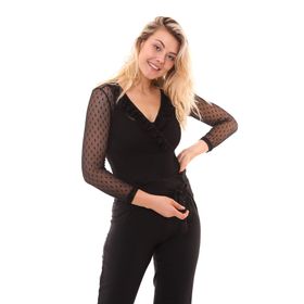 Sense Blz31319 Siyah Tül Ön Fırfırlı Agraflı Body
