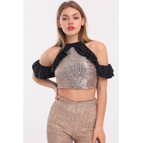 Sense BLZ32229 Kol ve Yanları Volanlı Payet Bluz