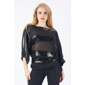 Sense Blz32684 Siyah Payet Garnili Şifon Bluz