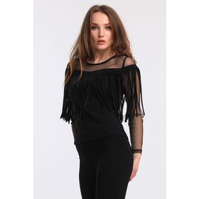 Sense BLZ33372 Püsküllü Dalgıç Scuba Krep Tül Bluz