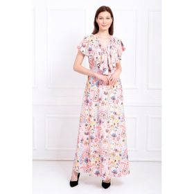 Sense ELB31181 Pudra Kruvaze Çiçekli Volanlı Krep Elbise