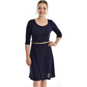 Sense ELB32173 Lacivert Havuz Yaka Çiçekli Kadın Elbise