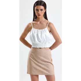 Sense ETK32609 Bej Jakarlı Mini Etek