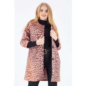 Sense KBN12506 Kahve Önü Kumaş Kaplı Çıtçıtlı Baskılı Leopar Kaban