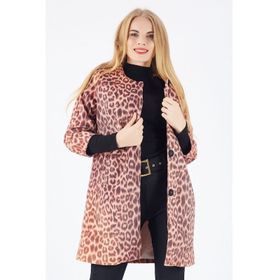 Sense KBN12506 Kahve Önü Kumaş Kaplı Çıtçıtlı Baskılı Leopar Kaban