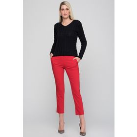 Sense PNT19003 Kırmızı Bilekte Atlas Kumaş Kadın Pantolon