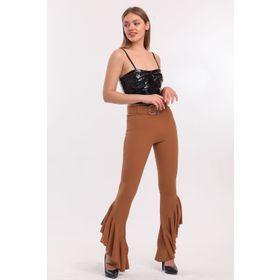 Sense Pnt32438 Safran İspanyol Paşa Paçalar Fırfırlı Beli Lastikli Örme Kumaş Pantolon