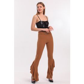 Sense Pnt32438 Safran İspanyol Paşa Paçalar Fırfırlı Beli Lastikli Örme Kumaş Pantolon