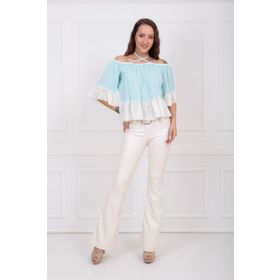 Sense PNT32439 İspanyol Paça Kemerli Örme Kumaş Pantolon