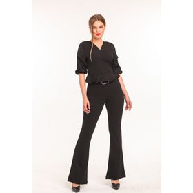 Sense PNT32439 İspanyol Paça Kemerli Örme Kumaş Pantolon