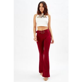 Sense PNT32439 İspanyol Paça Kemerli Örme Kumaş Pantolon