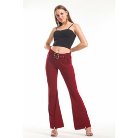 Sense PNT33379 Kemerli Önden Fermuarlı Scuba Krep Pantolon