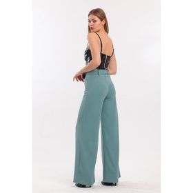 Sense PNT33393 Kiremit Yanları Kumaş Kaplama Kemerli İspanyol Paça Scuba Krep Pantolon