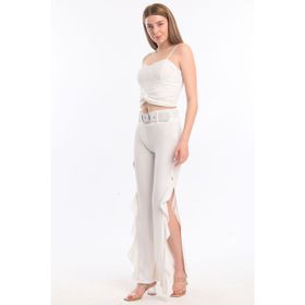 Sense PNT33394 Volanlı Kemerli Scuba Krep Pantolon