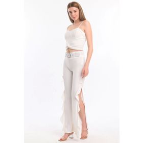 Sense PNT33394 Volanlı Kemerli Scuba Krep Pantolon