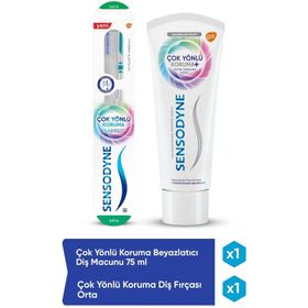 Sensodyne 75 ml Çok Yönlü Koruma Beyazlatıcı Diş Macunu + Çok Yönlü Koruma Orta Diş Fırçası