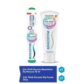 Sensodyne 75 ml Çok Yönlü Koruma Beyazlatıcı Diş Macunu + Çok Yönlü Koruma Orta Diş Fırçası