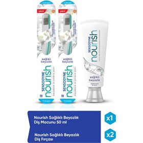 Sensodyne 75 ml Nourish Sağlıklı Beyazlık Diş Macunu + 2 Adet Yumuşak Diş Fırçası