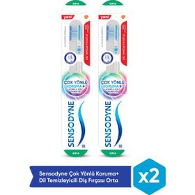 Sensodyne Çok Yönlü Koruma+Dil Temizleyicili Orta 2 Adet Diş Fırçası