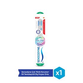 Sensodyne Çok Yönlü Koruma+Dil Temizleyicili Orta Diş Fırçası