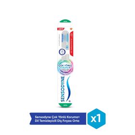 Sensodyne Çok Yönlü Koruma+Dil Temizleyicili Orta Diş Fırçası