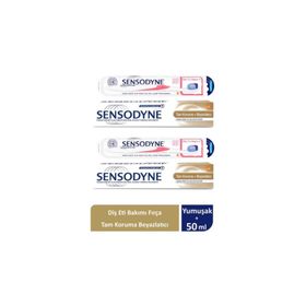 Sensodyne Tam Koruma+Beyazlayıcı 2x50 ml Diş Macunu + Diş Eti Bakımı Diş Fırçası