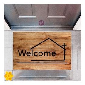 Sepet Budur P-2339 Dekoratif Dijital Baskı Welcome Kapı Önü Paspası