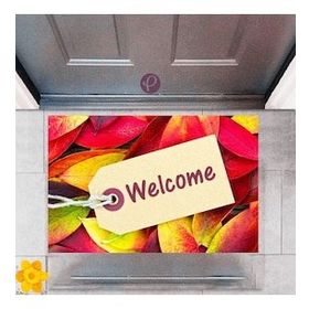 Sepet Budur P-2340 Dekoratif Dijital Baskı Welcome Kapı Önü Paspası