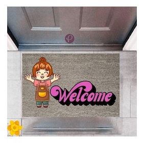 Sepet Budur P-2354 Dekoratif Dijital Baskı Welcome Kapı Önü Paspası
