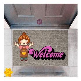 Sepet Budur P-2354 Dekoratif Dijital Baskı Welcome Kapı Önü Paspası