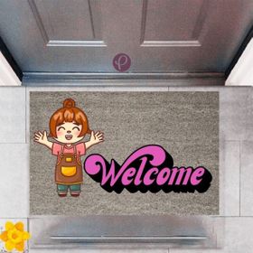Sepet Budur P-2354 Dekoratif Dijital Baskı Welcome Kapı Önü Paspası